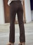 Casual Plain Autumn Micro-Elasticity Daily Corduroy Buttons Bell-Bottomtrousers X-Line Casual Pants for Women