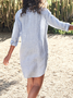 Women's Midi Dress Stripe Cotton-Blend Dress Casual Loose Dress