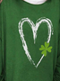 Four-Leaf Clover Casual Loose Crew Neck T-Shirt