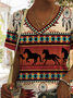 Women's Ethnic T-Shirt V Neck Regular Fit Tops