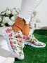 Butterfly Floral Pattern Lace Up Design Slip-On Running Shoes