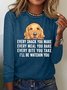 Women Text Letters Crew Neck Cotton-Blend Long Sleeve Casual Daily Spring/Fall Blouse