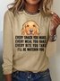 Women Text Letters Crew Neck Cotton-Blend Long Sleeve Casual Daily Spring/Fall Blouse