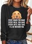 Women Text Letters Crew Neck Cotton-Blend Long Sleeve Casual Daily Spring/Fall Blouse