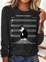 Women Text Letters Crew Neck Cotton-Blend Long Sleeve Casual Daily Spring/Fall Blouse