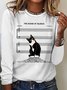Women Text Letters Crew Neck Cotton-Blend Long Sleeve Casual Daily Spring/Fall Blouse