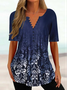 Women's Casual  V Neck Floral Shirt