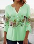Women's Tunic Floral  V Neck Regular Fit Casual T-Shirt White Pink Blue Yellow Green Purple