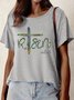 Women's Risen Indeed Funny Easter Cross Graphic Printing Crew Neck Text Letters Cotton-Blend Casual T-Shirt