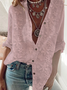 Women's Lace Stitching Cotton Linen Long Sleeve Shirt White Black Blue Khaki Pink Gray