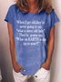Women Text Letters Crew Neck Cotton-Blend Short Sleeve Casual Daily Summer T-shirt