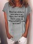 Women Text Letters Crew Neck Cotton-Blend Short Sleeve Casual Daily Summer T-shirt