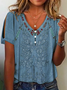 Ethnic Buttoned T-Shirt for Women Casual V Neck Western Style Tops