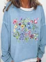 Women's Flower Print Crew Neck Casual Sweatshirt
