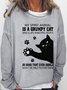 Women's Black cat my spirit animal is a grumpy cat who slaps annoying people Casual Sweatshirt