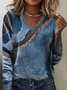 Women's V Neck Ombre Loose Casual Long Sleeve T-Shirt Spring/Fall