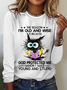Cat The Reason I'm Old And Wise Is Because God Protected Me Crew Neck Casual Shirt