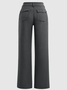 Buttoned Casual Solid Flap Pocket Button Up Mid Rise Straight Leg Pants