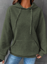 Cotton-Blend Plain Hoodie Casual Hoodie