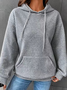 Cotton-Blend Plain Hoodie Casual Hoodie
