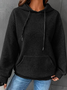 Cotton-Blend Plain Hoodie Casual Hoodie