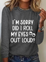 Women's Funny Word Casual Regular Fit Long Sleeve Shirt