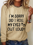 Women's Funny Word Casual Regular Fit Long Sleeve Shirt