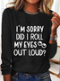 Women's Funny Word Casual Regular Fit Long Sleeve Shirt