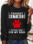 Women Dog Crew Neck Cotton-Blend Long Sleeve Simple Daily Spring/Fall Blouse