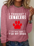 Women Dog Crew Neck Cotton-Blend Long Sleeve Simple Daily Spring/Fall Blouse