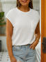 Women's Plain T-Shirt Summer Basic Casual Crew Neck White Tops