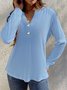 Loose Plain Notched Casual T-Shirt
