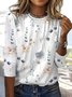 Women's Floral T-Shirt Country Casual Crewneck Knit Long Sleeve Tops