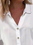 Casual Shirt Collar Plain Cotton Blouse