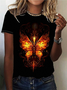 Casual Crew Neck Butterfly T-Shirt