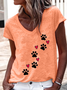 Heart Dog V Neck Regular Fit Cotton-Blend Casual T-Shirt