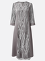 Notched Lace Casual Dress With No