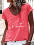 Women's Just Breathe Cotton-Blend Text Letters Casual T-Shirt