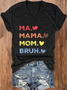 Women's Ma Mama Mom Bruh Print Casual T-Shirt