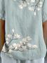 Casual Floral Shawl Collar Loose Shirt