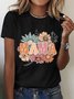 Loose Casual Floral Crew Neck T-Shirt