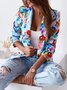 Casual Shawl Collar Floral Blazer