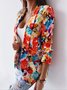 Casual Shawl Collar Floral Blazer