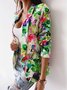 Casual Shawl Collar Floral Blazer