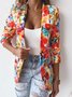 Casual Shawl Collar Floral Blazer