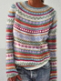 Yarn/Wool Yarn Abstract Casual Crew Neck Sweater