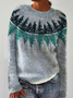 Yarn/Wool Yarn Abstract Casual Crew Neck Sweater