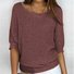 Women Plain Crew Neck Yarn/Wool Yarn Three Quarter Sleeve Casual Daily Spring/Fall Sweater