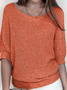 Women Plain Crew Neck Yarn/Wool Yarn Three Quarter Sleeve Casual Daily Spring/Fall Sweater