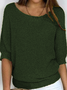 Women Plain Crew Neck Yarn/Wool Yarn Three Quarter Sleeve Casual Daily Spring/Fall Sweater